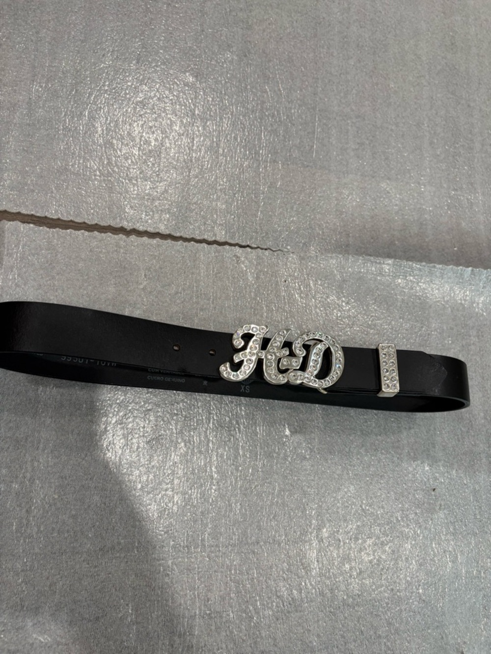 [XS] Harley Davidson Women’s Black Leather Crystal HD Monogram Belt